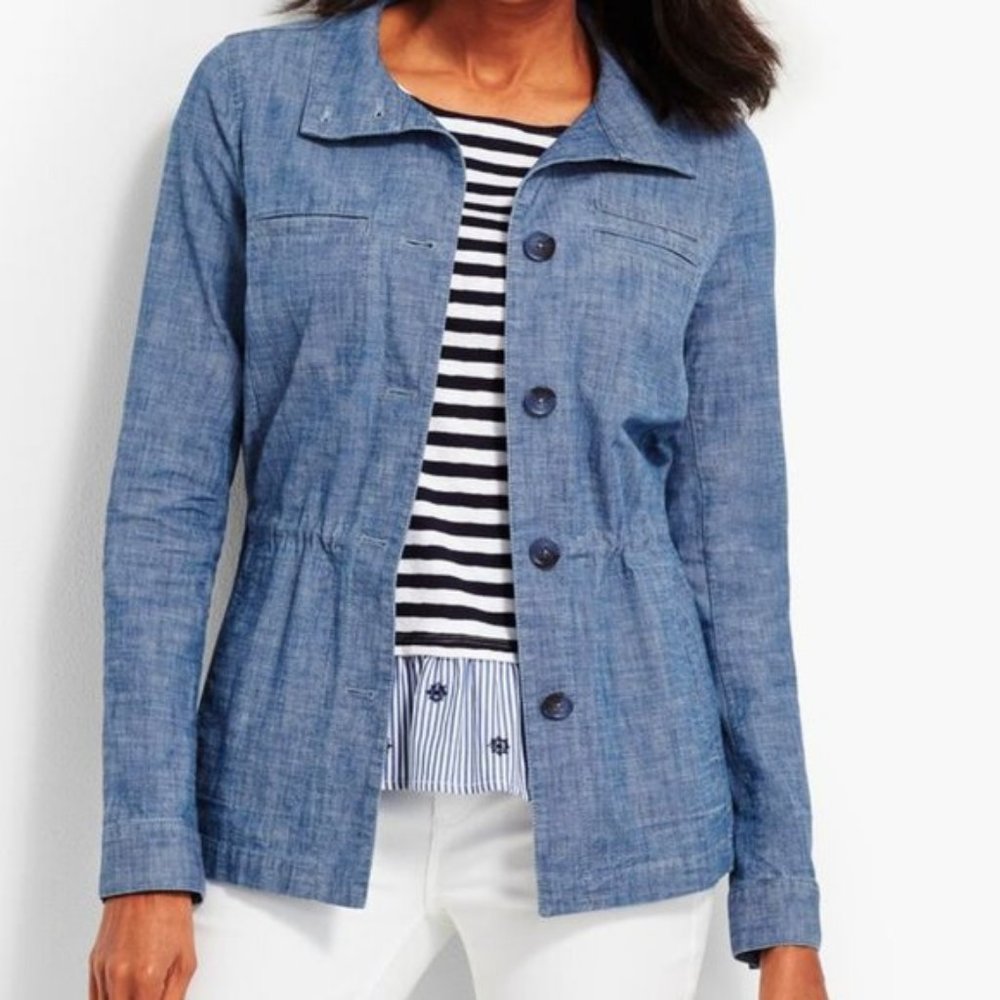 Talbots Chambray Cotton Spandex Blend Jacket S